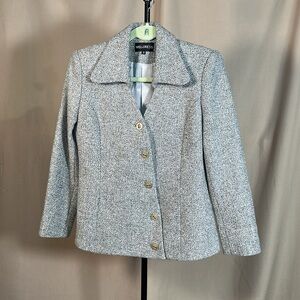 Welldress Grey Wool Blazer Gold Coloured Buttons Size 9 PTP 18